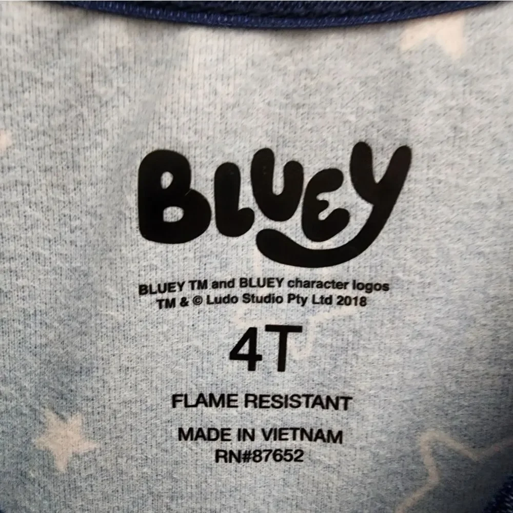 NWT Disney Bluey Bingo Girls Dark Blue Long Flannel Christmas Nightgown 4T